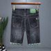 Men's Clothing Men's Summer Thin High End Denim Shorts Trendy Brand Loose Straight Shorts High End Fashion Print Shorts_mkmklike.com