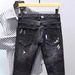 Men's Trendy Ripped Skinny Jeans European American Style Cross Border Ink Splatter Paint Stretchy Slim Fit Denim_mkmklike.com