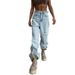 Women's Clothing Women's High Waist Straight Leg Jeans - Distressed Ripped Denim Pants With Comfortable Stretch, Loose Fit & Casual Street Style_mkmklike.com