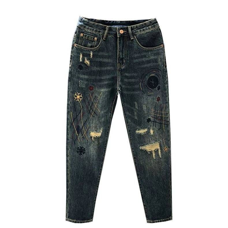 Men's Clothing High Quality Ripped Embroidered Jeans Trendy Loose Flared Pants Spring And Summer Cool Trousers_mkmklike.com