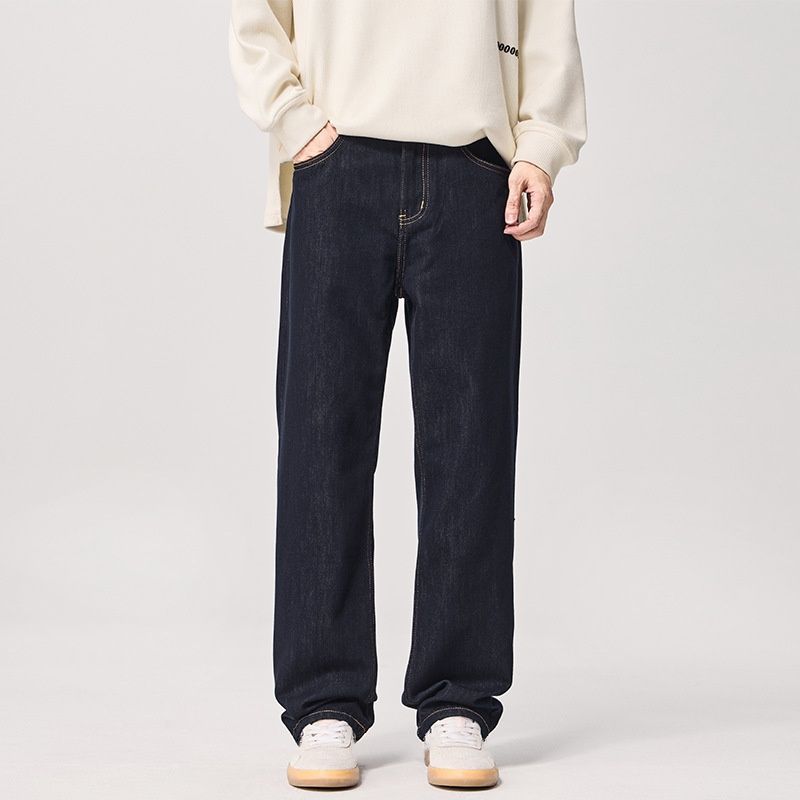 Men's Straight Leg Jeans – Classic Washed Denim Pants For Everyday Wear (28-38, Dark Indigo)_mkmklike.com