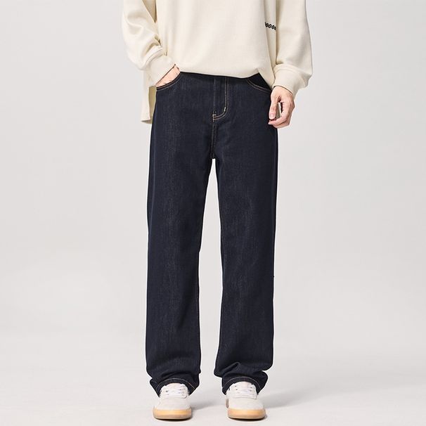 Men's Straight Leg Jeans – Classic Washed Denim Pants For Everyday Wear (28-38, Dark Indigo)_mkmklike.com