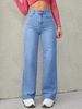 Women's Clothing High Waist Wide Leg Jeans - Light Wash Relaxed Fit Denim Pants With Button Fly (XS-5XL)_mkmklike.com