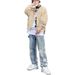 Vintage Distressed Ripped Jeans For Men - Relaxed Straight Leg Retro Streetwear Baggy Dad Pants With Splatter Paint Design_mkmklike.com