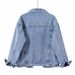 Women's Clothing Retro Blue Denim Loose Vintage Blue Denim Jacket - Relaxed Fit Korean Style Oversized Coat With Distressed Details For Men & Women_mkmklike.com