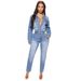 Women's Clothing washed fashionable long sleeved jumpsuit jeans_mkmklike.com