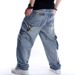 Suitable For All Seasons Multi-Pocket Jeans Loose Plus Men's Trendy Hip-Hop Large Size Street Dance Skateboard Pants_mkmklike.com