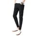 Men's Pure Black Skinny Ripped Jeans Versatile Energetic Distressed Denim For Spring Autumn Teenagers_mkmklike.com