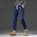 2024 New Trendy Brand Versatile Jeans Men's Fattened Plus Size Elastic Waist Harlan Pants Men's Straight Pants Men's_mkmklike.com