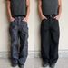 Retro Washed Distressed Patchwork Jeans Straight Leg Trousers Mid Waist Zipper Fly Men Women Casual Normcore Autumn Winter Streetwear Black Gray_mkmklike.com