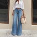 Women's Clothing Retro Washed Wide Leg Jeans Slim Fit Height Enhancing Loose Denim For Spring Summer_mkmklike.com