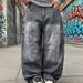 Men's Wide-Leg Distressed Denim Jeans - High Waist Vintage Washed Cotton Pants, Streetwear Baggy Fit With Multi-Pockets For Urban Style (S-XL)_mkmklike.com