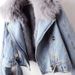 Clothing Fox Rabbit Fur Er Denim Women's Short Top Party Jacket_mkmklike.com