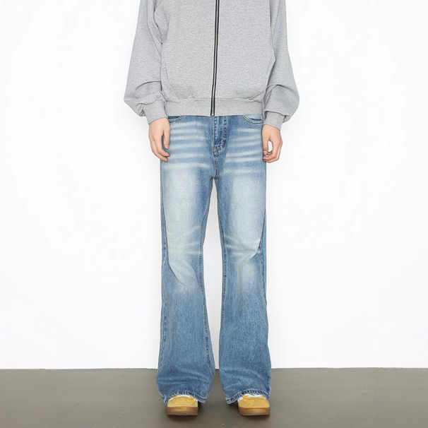 Men's Clothing Light Color Flared Jeans For Men Loose Fit Straight Leg High Street Trendy Brand Versatile Long Pants_mkmklike.com