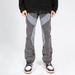 Vintage Washed Distressed Jeans For Men – High-Street Style, Patchwork & Relaxed Straight Fit (S-XXXL, Charcoal Grey)_mkmklike.com