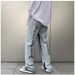 Men's Retro Style Loose Fit Denim Jeans Fashion Cropped Simple Design_mkmklike.com