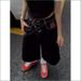 Women's Clothing Cow Women's Black Cropped Jeans Sexy High Street Fashion Checkerboard Patchwork Hot Girl Street Style Jeans_mkmklike.com