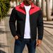 New Autumn Men's Windproof With High Collar, Color-blocking, Zippered Raglan Sleeves, And Zip-up Cardigan Jacket_mkmklike.com