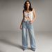 Women's Clothing 90s Vintage Low-Rise Baggy Jeans – Relaxed Fit Wide-Leg Denim Pants For Women (Light Blue)_mkmklike.com