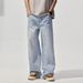 Men's Clothing Retro Loose Light Blue Straight Jeans High Street All Match Wide Leg Pants_mkmklike.com