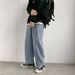 Men's Clothing Jeans Men's Hong Kong Trend Brand Straight Loose Pants Spring And Autumn American High Street Vibe Wide Leg Mopping Daddy Trousers_mkmklike.com