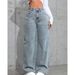 Women's Summer Fashion Loose Fit High Waist Straight Leg Jeans - Stretch Cotton Comfortable Casual Pants (Blue, Dusty Blue, Pink)_mkmklike.com