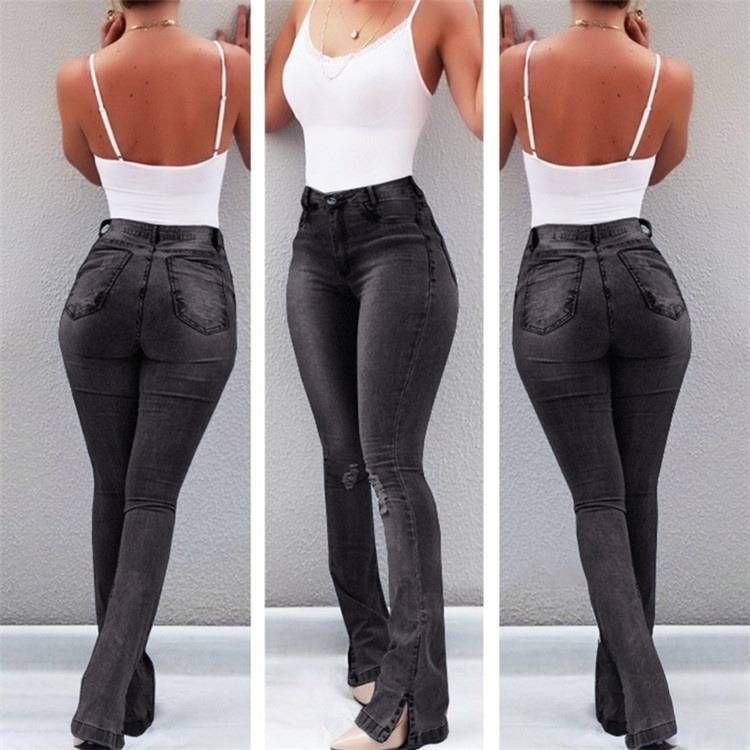 Women's Clothing Split Flared High Waist Jeans Women's Trousers_mkmklike.com