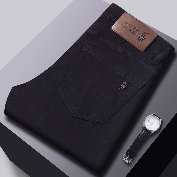 High-End Autumn Winter New Jeans Slim Straight Stretch Trendy Brand Long Pants Men Light Luxury European Goods Black_mkmklike.com