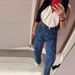 Women's High-Waisted Flared Jeans With Vintage Print - Stretch Denim For Retro Street Style (S/M/L)_mkmklike.com