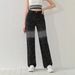 High-Waisted Straight-Leg Jeans – Black Rhinestone Gradient Embellished Denim For Women_mkmklike.com