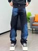 Men's High-End Starry Sky Colorful Graffiti Print Loose Straight Leg Jeans Cool Stylish High Street Fashion Casual Pants_mkmklike.com