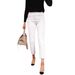 Women's Clothing Simple Stretch White Trousers Women's Slim Fit Stretch White Jeans - High Waist Straight Leg Trousers For Casual & Business Wear_mkmklike.com