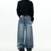 Vintage Washed Denim Jeans For Men - Retro With Printed Letters, Loose Fit, Streetwear Casual Pants_mkmklike.com
