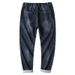 Autumn And Winter High-quality Elastic Waist Jeans Men's Retro Versatile High-waisted Jeans Men's Fattened Plus-size Pants_mkmklike.com