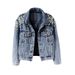 New Heavy-duty Beaded Denim Jacket For Women, Short, Long-sleeved, Fashionable, Foreign Trade, Big Pearl Denim Coat_mkmklike.com