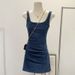 Waist Cinching, Pleating, Slimming, Hip Hugging Denim Suspender Dress For Children's Summer 2025 New High-End_mkmklike.com