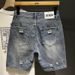 Men's Trendy Distressed Denim Shorts Light Colored Stretch Straight Leg Summer Half Length Pants_mkmklike.com