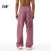 EF JEANS | 2024 New American Solid Color Large Pocket Overalls Fresh Purple Casual Loose Straight Jeans_mkmklike.com