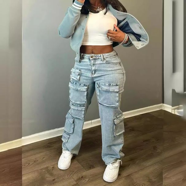 New Cross-Border European And American Women's Fashion Sexy Street Trendy Three-Dimensional Multi-Pocket Cargo Style_mkmklike.com