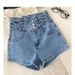 Women's Clothing Denim Shorts Women's Spring And Summer New Loose Slim Single Breasted A Line Wide Leg Hot Pants_mkmklike.com