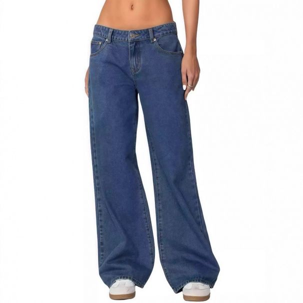 Retro Low Rise Straight Leg Jeans Women's Casual Slim Fit Washed Hot Girl Trendy Versatile Denim Jeans_mkmklike.com