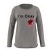Women's Clothing I'M OKAY printed sweatshirt women's loose bat long sleeve top_mkmklike.com