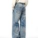 Lightning Crack Wash Jeans – Vintage High-Street Denim With Button Fly (Men’s, Blue, Straight Fit)_mkmklike.com