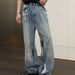 Men's Distressed Washed Jeans – Oversized Straight Leg Trousers, Streetwear & Vintage Aesthetic_mkmklike.com