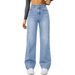 Women's Clothing Stretch Straight Leg Jeans - Comfortable Mid-Rise Denim Pants For Casual & Office Wear (Blue, Light Blue, Black, Khaki, XS/S/M/L/XL)_mkmklike.com