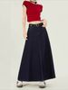 K Retro And Versatile Women's High-waisted A-line Flowing Maxi Skirt_mkmklike.com