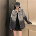 Chicco Warm Black Denim Patchwork Furry Coat For Women Winter 2025 New Loose Thickened Cotton Padded Jacket_mkmklike.com