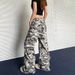 Women's Clothing Retro Camouflage Paratrooper Pants Ins Street Loose Design Micro Flared Workwear Trousers_mkmklike.com
