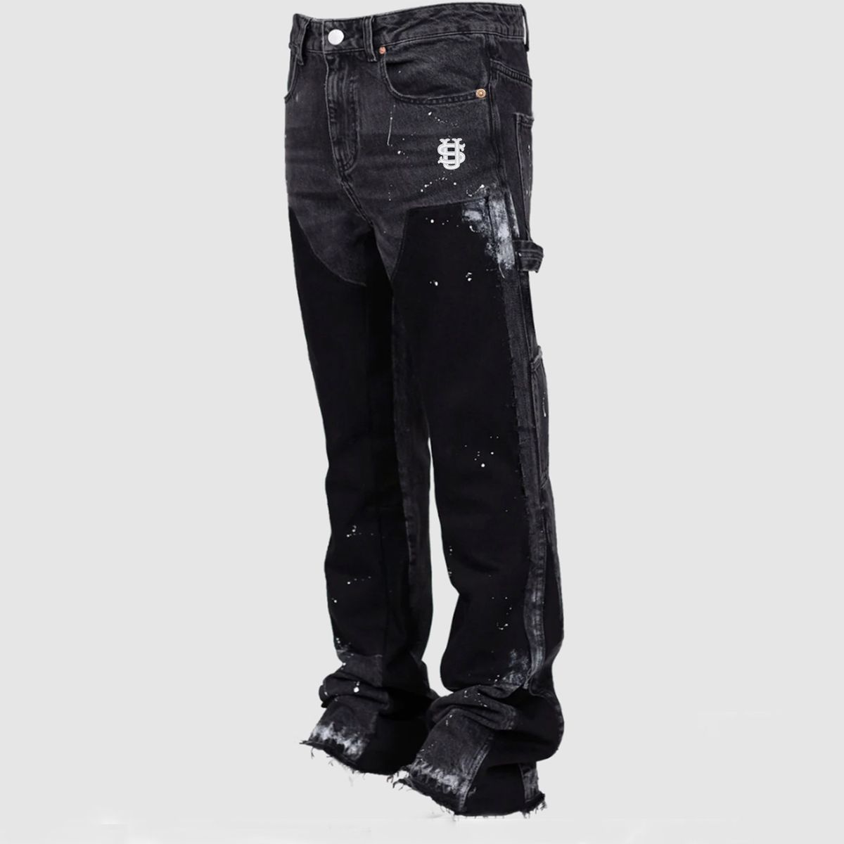 Men's Clothing European And American Men's Y2K Patchwork Painted Street Fashion Small Pattern Print Straight Leg Jeans_mkmklike.com