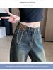 Vintage Straight-Leg Jeans Women, Autumn And Winter New High-Waisted Loose Wide-Leg For Slightly Chubby Pear-Shaped_mkmklike.com